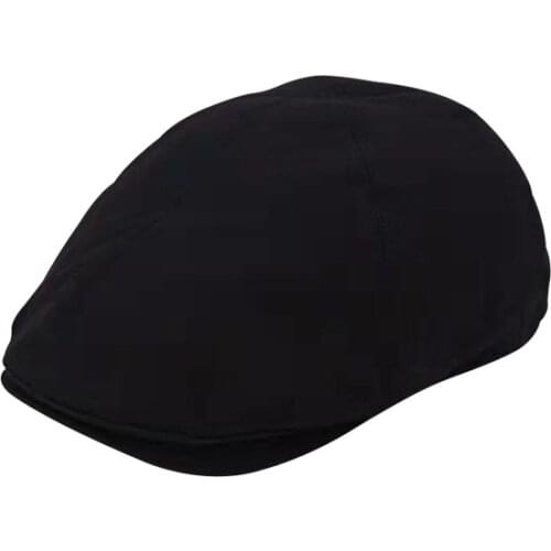 Black Solid Cotton Men Beret Cap Adjustable Hats Men Cowboy Hat Golf Driving Summer Flat Cabbie Newsboy Caps