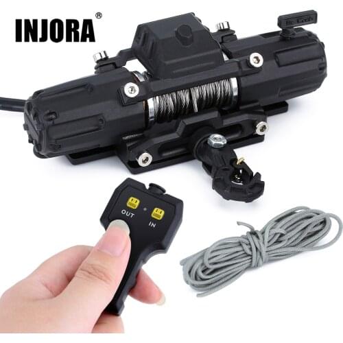 INJORA Dual Motors Automatic Winch Wireless Remote Controller System for 1:10 RC Crawler Car Axial SCX10 90046 Traxxas TRX4 TRX6