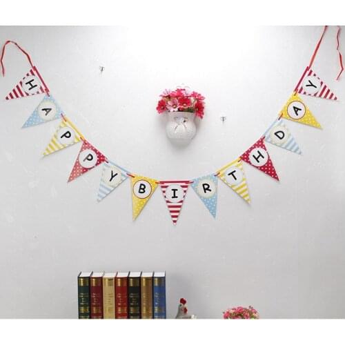 Girls Party Bunting 1 Banner Flags Per Bunting Length 2.5m Party Favors kids boy Mickey Happy Birthday Decoration party supplies