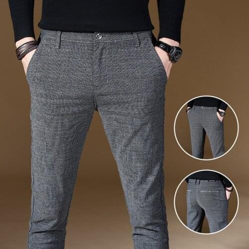 High Quality Fashion Brand Mens Spring And Summer Casual Pants Men Striped Micro Elastic Straight Trousers