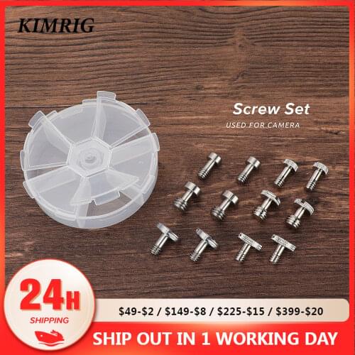 KIMRIG DSLR Camera Screw Set 1/4 Inch 3/8 Inch Slotted Screw D Ring Screws For Camera Accessory replacement Tripod Photo Studio