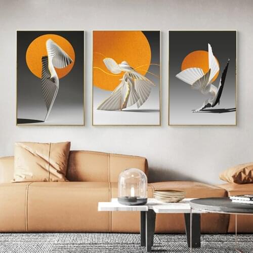 Orange Sun Canvas Poster Creative Abstract Wall Art Painting Nordic Posters and Prints Wall Pictures for Living room Home Decor