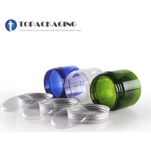 50PCS/LOT-50G Cream Jar Plastic Box With Aluminum Screw Cap Sample Cosmetic Container Empty Mask Canister Makeup Refillable Pack