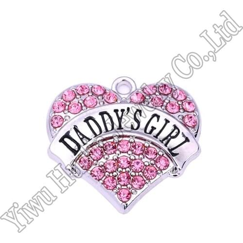 Daddys girl heart Rhinestone pendant