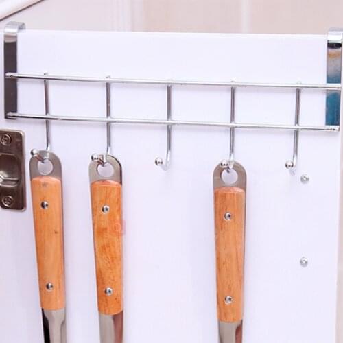 Cupboard Hook Hanging Kitchen Stainless Steel Cutlery Storage Rack Closet Wall Mounted Metal Rag Towel Hanger Cuisine Rangement