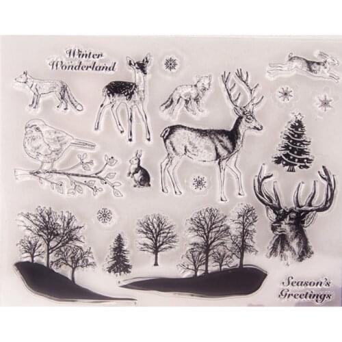 Deer Birds Transparent Clear Silicone Stamp DIY Scrapbooking Photo Album Decor