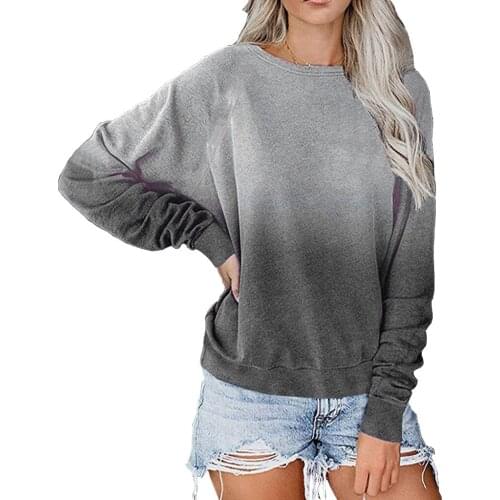 Gradient Pullover Long-sleeved Shirt Casual Loose Sweatershirts Fall 2021 Women Clothing