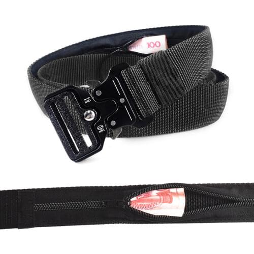 Outdoor Sports Cash Anti Theft Belt Waist Bag Men Tactical Multifunctional Alloy Snap Buckle Zipper Hidden Wallet Women Belts