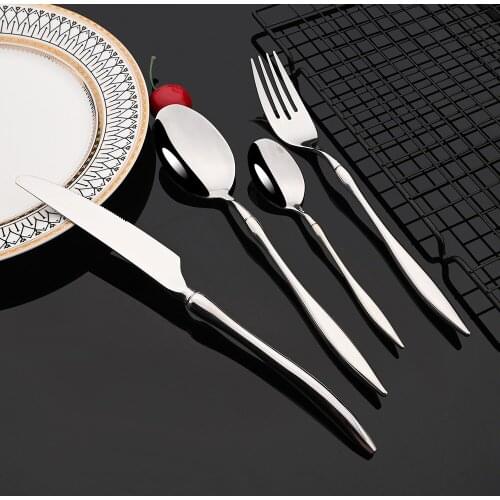 Silver Shiny Western Portable Dinnerware Cutlery Set Tableware 304 Stainless Steel Dinner Luxury Flatwawre Knife Fork Spoon Set