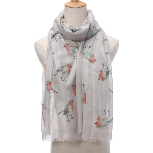 2021 New Big Ombre Bird Print Fringe Scarf Shawls Soft Animal Pattern Hijab Wrap 4 Color Free Shipping