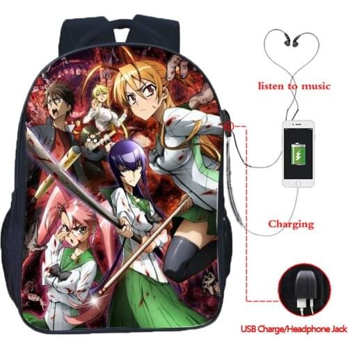 Boys Girls Teens Highschool DxD USB Charge School Bags Men Women Boy Girl Beautiful Backpacks