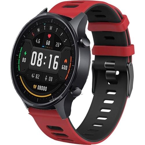 For Xiaomi Color Watch Mi Smart Watch Double Color Silicone Sport Strap Replacement Watchband Wrist Bracelet 22mm Watch Band