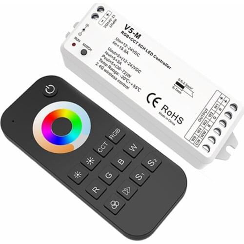 SKYDANCE New Led RGBCCT Strip Controller RF Remote Wireless 3A*5CH 15A 5 Channel DC12V-24V 5050 3528 RGBW CCT Strip Controller