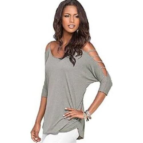 2017 maternity Batwing Top Cold Shoulder T Shirt Sexy Cut Out Tops Casual Loose Raglan Blouses Tunic 3/4 Sleeve Solid