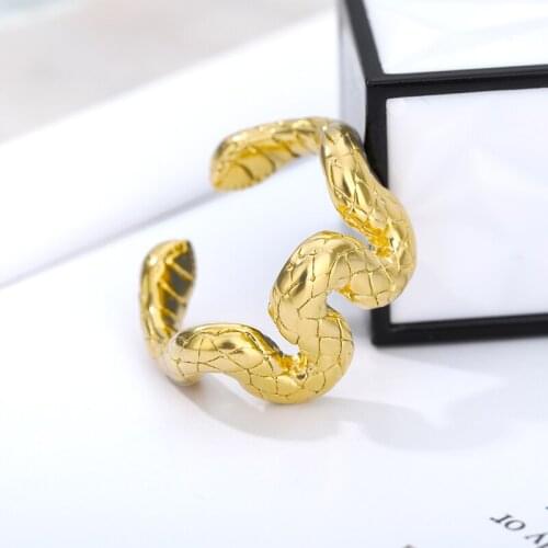 Gothic Punk Style Snake Adjustable Rings For Women Men Gold Stainless Steel Fashion Rock Party Jewelry Finger Friend Gifts