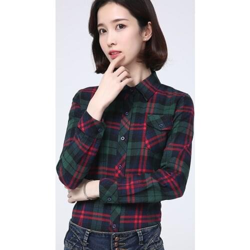 2021 Autumn Winter Brand Womens Plaid Shirt Casual Slim Fresh Design Woman College Style Blouaes and Tops Lady Blouse Clothes