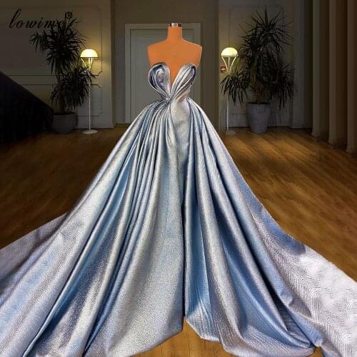 Light Blue Elegant Prom Dresses Long Women Evening Dresses For Wedding Party Haute Couture Robe Soiree Femme Celebrity Dresses