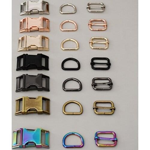 1 set 25mm Metal side release buckles D rings sliders for para cord dog cat collar buckles DIY sewing accessories
