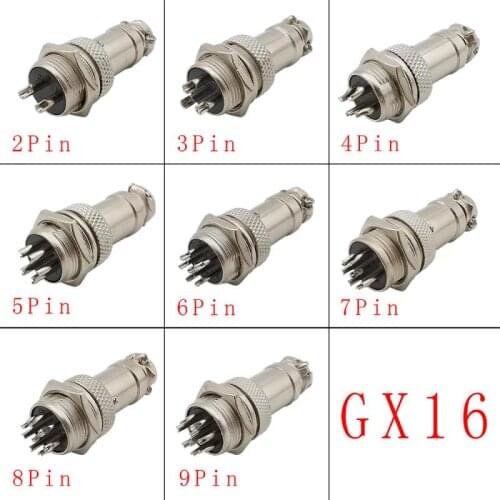 1Pair GX16 Female Male Circular Aviation Connector 2Pin 3Pin 4Pin 5Pin 6Pin 7Pin 8Pin Socket Plug Wire Panel Connector
