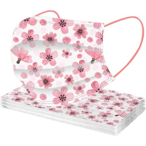 10-100pcs Sakura Adult Masks Man Women Mascarillas Anime Halloween Cosplay Face Mask Masque Disposable 3ply Ear Loop Маска 10pcs