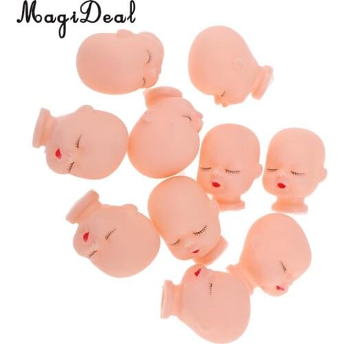 10 Pieces Red Lips Sleeping Baby Doll Heads Sculpt For Mini Keychain Baby Toy DIY Custom Body Parts