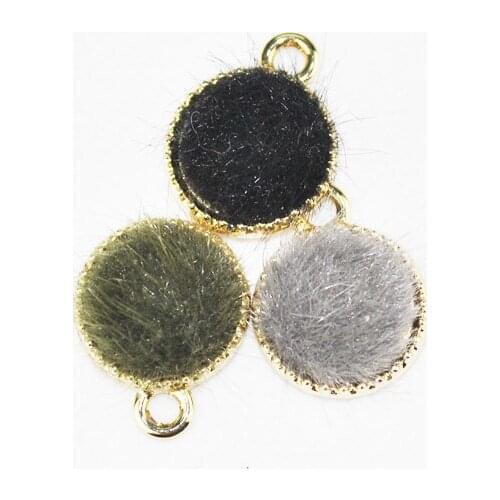 20pcs/lot DIY Alloy Jewelry Accessories Imitation Mink Earrings Hairy Plush Material Pendant High Quality 14*18mm