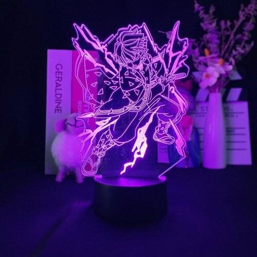3D Night Light Alarm Lamp Japanese Anime Agatsuma Zenitsu Demon Slayer Projection Lamp Clock Base Lamp Delineascope Touch Sensor