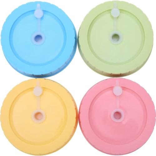 4Pcs Assorted Color 70mm Inner Diameter Plastic Replacement Caps Lids with Straw Hole/Plug for Mason Jars Canning Drinking Jars