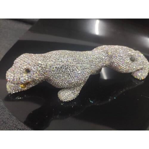 Interior Decorations Accessories Luxury Full Crystals Hunting Leopard Ornaments Bling Bling Decor for Home Office Great Gift