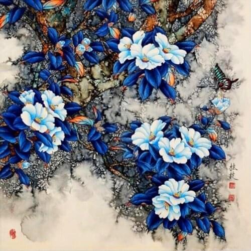 3D DIY Diamond Painting Cross Stitch Diamond Embroidery Peony blue Flower Crystal square diamond painting Drill Home Decor A15J