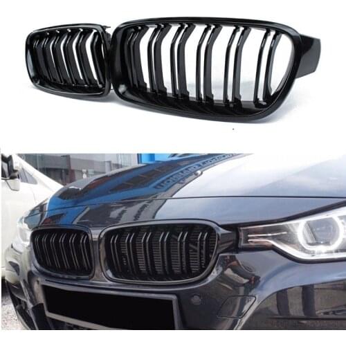 Car Gloss Black Front Bumper Grille For BMW 3-Series F30 F31 F35 2012-2018 Sport Grill Double Slat Line Grilles Kindey Grills