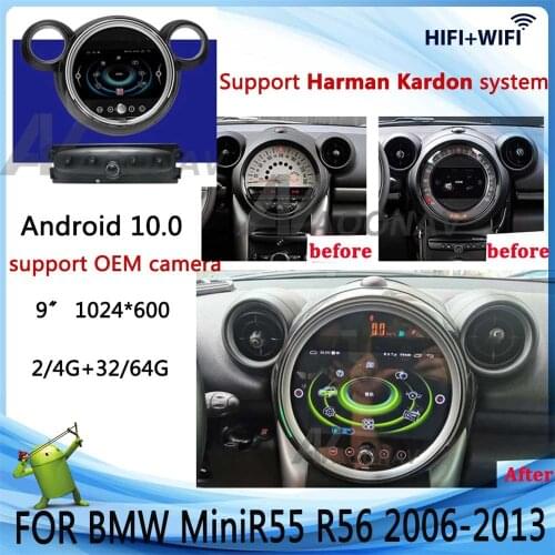 Android 10.0 Car Radio FOR BMW Mini R60 R61 COUNTRYMAN 2006-2013 Car Multimedia Built in wireless carplay Support OEM camera