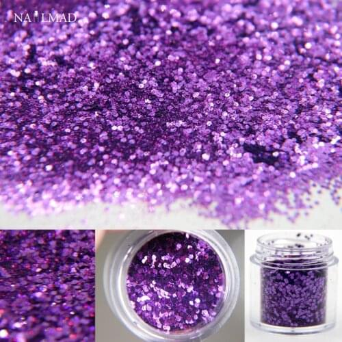 10ml Nail Glitter Dust Mixed Nail Art Sequins Mix Holographic Powder Dust Glitter Hexagon Nail Decorations Purple