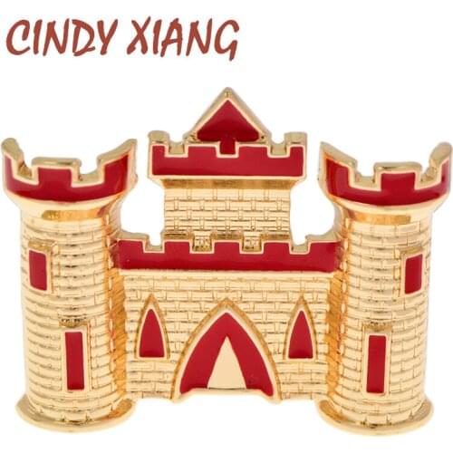 CINDY XIANG New Arrival Creative Enamel Brooch Pins Cute Gold Metal City Wall House Brooches Kids Men Women Jewelry Fashion Gift