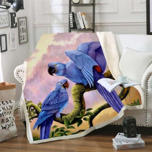 Plstar Cosmos colorful Parrot brid Blanket 3D print Sherpa Blanket on Bed Kids Girl Flower Home Textiles Dreamlike style-13