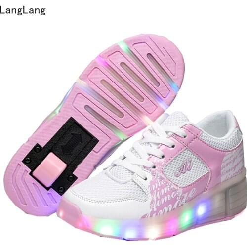 2018 Child Jazzy , Junior Girls&Boys LED Light , Children Roller Skate Shoes, Kids Sneakers with Wheels Pink