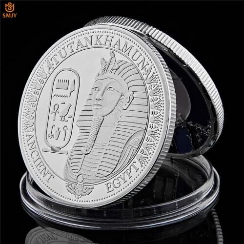 Ancient Egyptian Pyramid Sphinx Pharaoh Silver Plated Collectibles Challenge Art Coin Value
