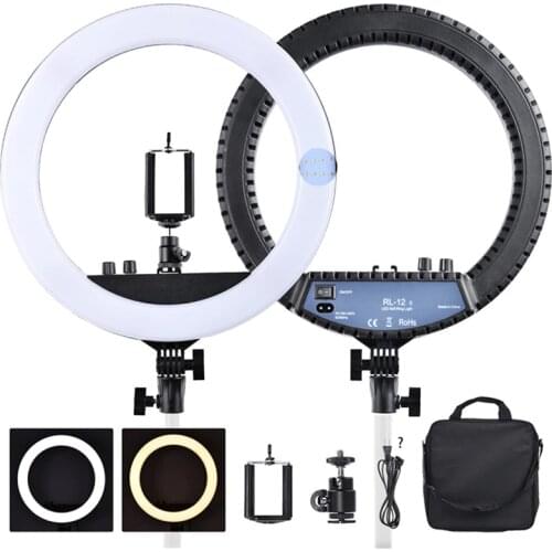 Fosoto RL-12II 14" Dimmable Photography light Led Ring Light Bi-color 3200-5600K 240 led Ring Lamp For Camera Photo Studio Phone