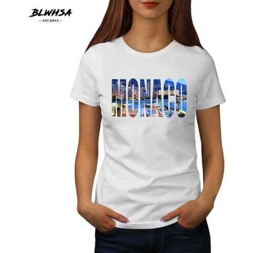 BLWHSA New Monaco Printing T Shirt Women Monaco City Monaco Summer Short Sleeve Funny T-Shirt Fashion Cool Tshirts For Female