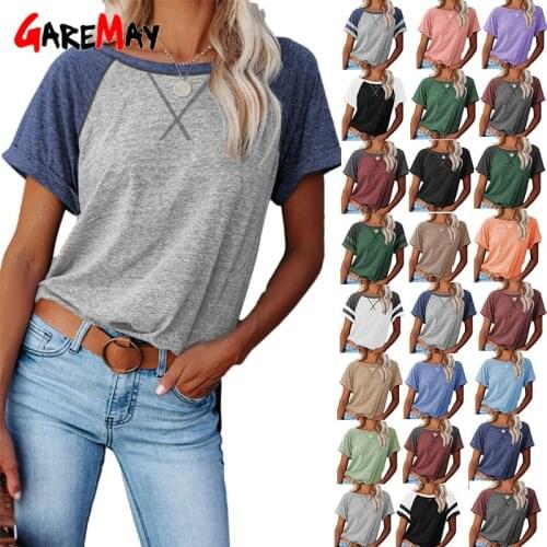 2021 New Spring Summer Wommen Oversized Loose Short Sleeve Casual Cross Graphic Border Color Womens T-shirt Female Top Blouses