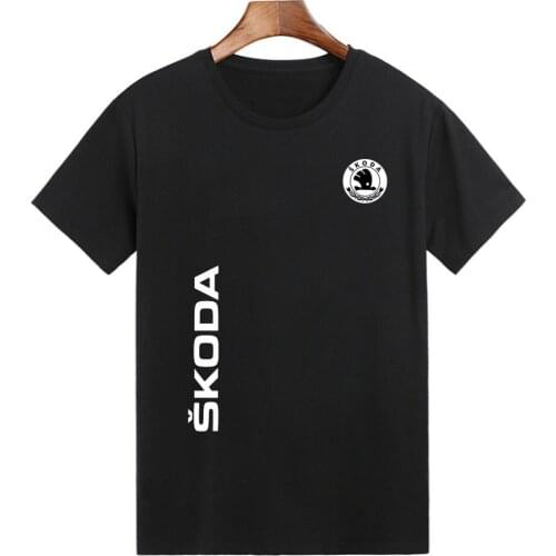 Unisex Skoda custom Tee Shirts men Summer Casual Punk Cotton White T-shirts Tops Tshirt Short Sleeve Comfortable O-Neck Loose