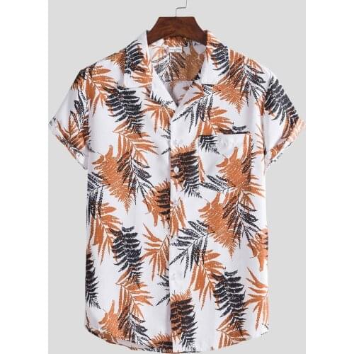 Mens Shirt Short Sleeve Casual Floral Printing Hawaiian Shirts Blouse Loose Fit Hawaii Vintage Camisa Hombre Beach Streetwear