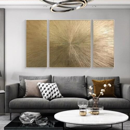 Geometric hand painted gold canvas painting abstract acrylic wall art home decor pictures for living room bilder abstractos
