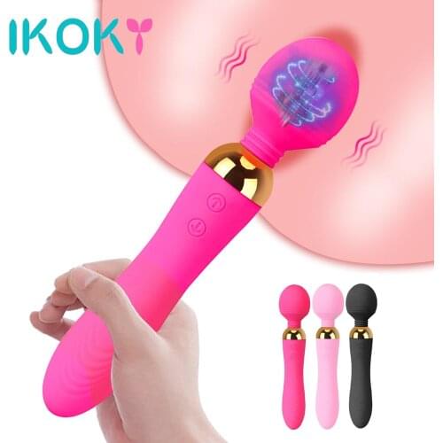 IKOKY G Spot Dual Motors Powerful 18 Speeds Body Massager Vibrator Clitoris Nipple Stimulator Female Masturbator AV Magic Wand