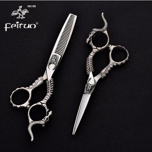 6 Inch Stainless Steel Tesouras Tools for Hairdressing Cutting Thinning Goat Shape Personality Gothic style Professional Scissor