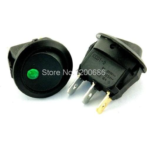 KCD2-202 power switch Rocker switch 3 feet 2 files LED light green