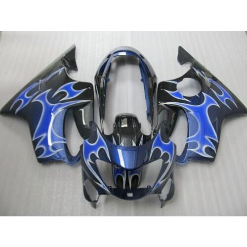 Injection mold Fairing Kit for HONDA CBR600F4 99 00 CBR 600F4 1999 2000 CBR600 ABS Blue flames black Fairings set+7gifts HW18