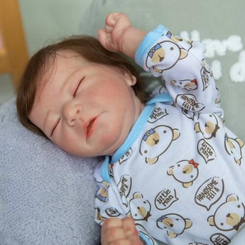 NPK 19inch Bebe Doll Reborn Popular Chase Newborn DOll Lifelike Soft Real Soft Touch Sleeping Baby