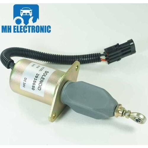 MH Electronic Fuel Shutdown Solenoid Valve Shut off Stop for 6CT Diesel Parts Engine Stop Solenoid 3935650 3935649 24V