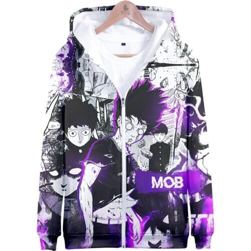Mob Psycho 100 Anime Hoodies Mobu Saiko Hyaku 3d Hoodie Men Long Sleeve Autumn Funny Cartoon Sweatshirt Hip Hop Jacket Clothes